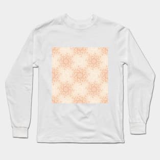 Bright Orange Floral Mandala Pattern Long Sleeve T-Shirt